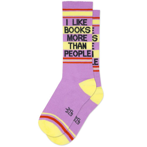 I Like Books More Than People Gym Crew Socks by Gumball Poodle