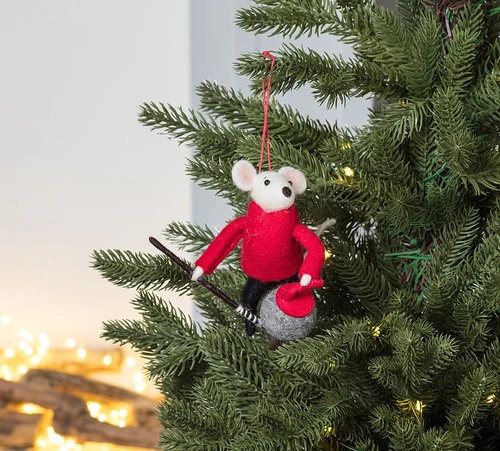 Lifestyle Image - Curling Mouse Ornament