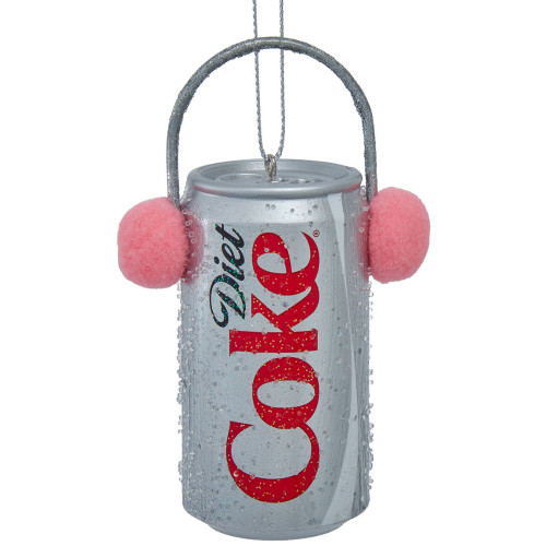 Diet Coke Can With Pink Earmuffs Ornament