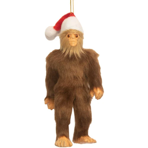  5.5" Furry Bigfoot With Santa Hat Ornament