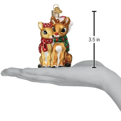 Rudolph and Clarice Glass Ornament by Old World Christmas