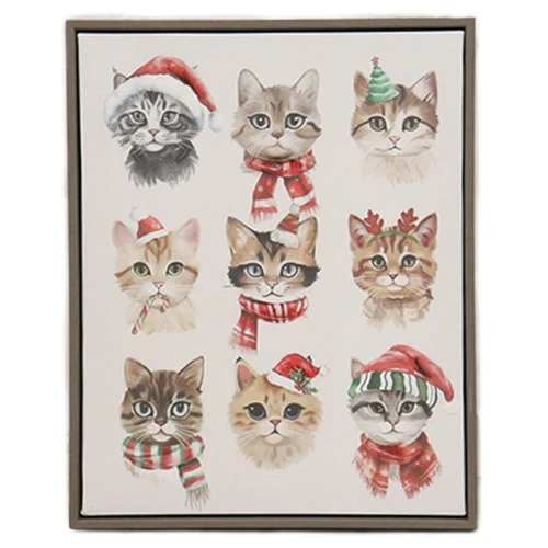 Festive Whiskers Framed Canvas Art 