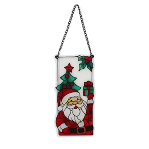 Santa Stained Glass Christmas Art