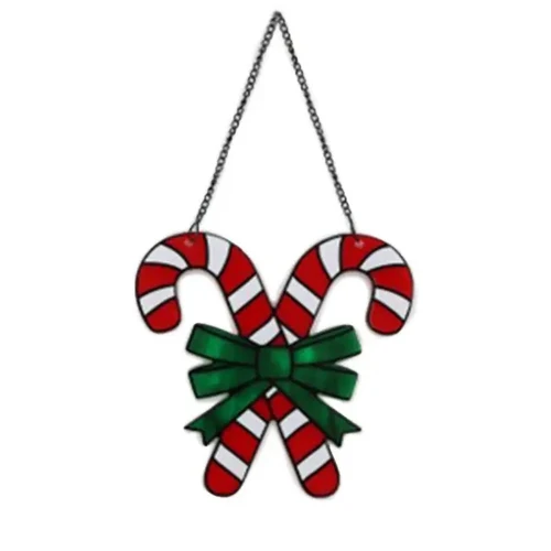 Candy Canes Stained Glass Christmas Decoration