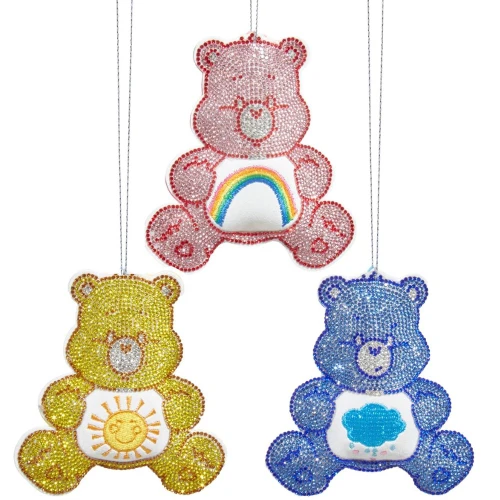 Bedazzled Collection Care Bears Fabric Bear Ornaments 3/A