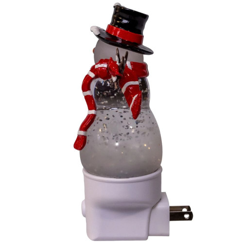 Snowman With Red Scarf & Cardinal Spinning Glitter LED Night Light