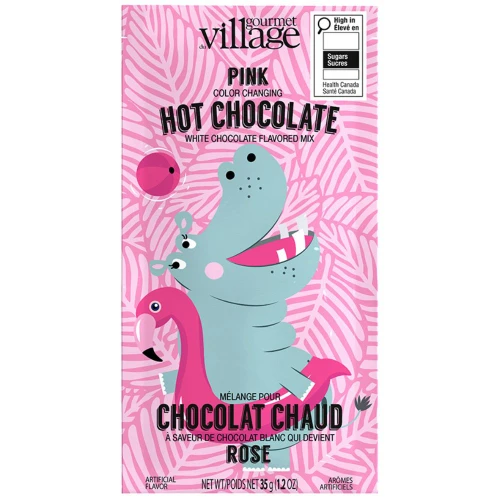 Hippopotamus Pink Colour Changing White Hot Chocolate Packet