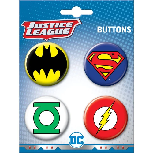 DC Comics Justice League Logos 1.25-Inch 4 Buttons Set