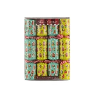 Retro Motif Christmas Crackers - Set of 8