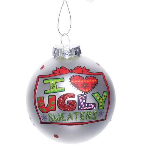 I Love Ugly Sweaters Glass Ball Ornaments - I Heart