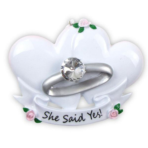 She Said Yes Engagement Personalized Ornament