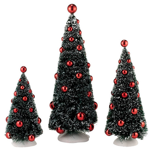 Department 56 Village Accessories Set of 3 Vintage Sisal Trees with Ornaments Department 56 Village Accessories Set of 3 Vintage Sisal Trees with Ornaments