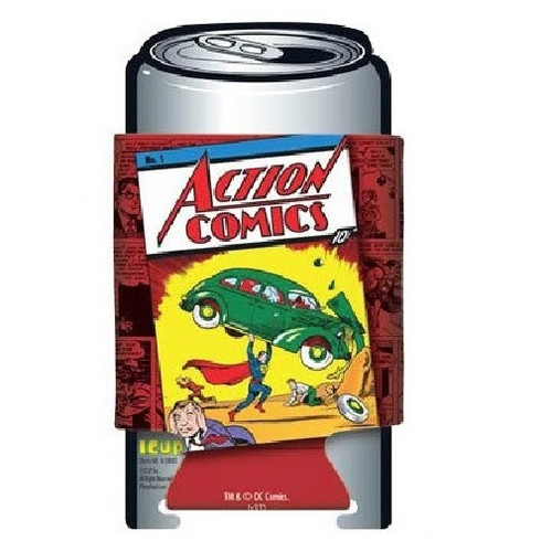 DC Comics Superman First Issue Comic Cover Can Cooler Front View DC Comics Superman First Issue Comic Cover Can Cooler Front View