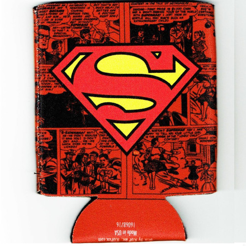 DC Comics Superman First Issue Comic Cover Can Cooler Back View DC Comics Superman First Issue Comic Cover Can Cooler Back View