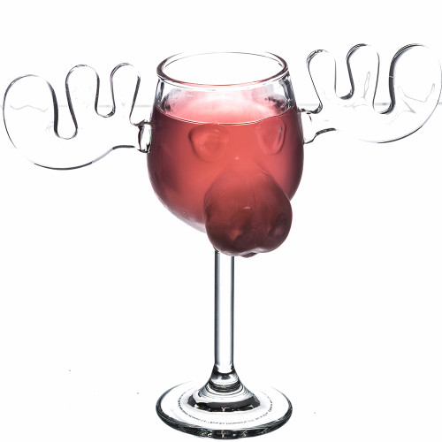Moose Mug Wine Glass Filled with Red Wine Moose Mug Wine Glass Filled with Red Wine
