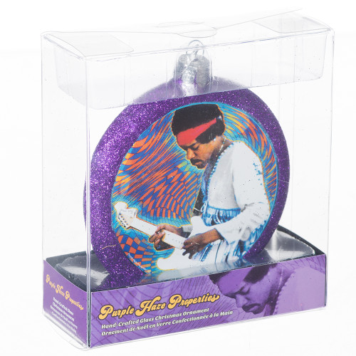 Jimi Hendrix Glass Disc Ornament Packaged View