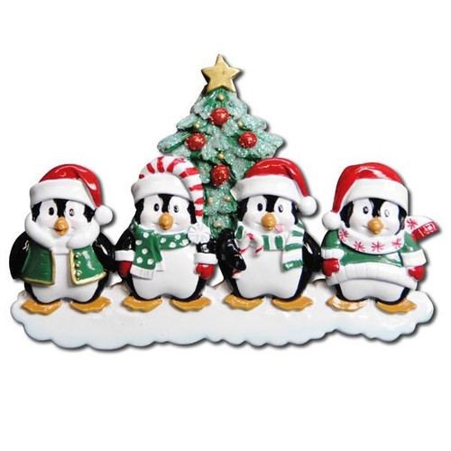 Winter Penguin Personalized Ornament Family of 4 Winter Penguin Personalized Ornament Family of 4