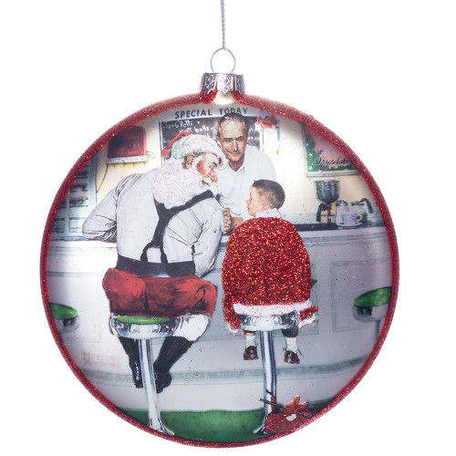 Norman Rockwell Santa at the Diner Ornament - Boy