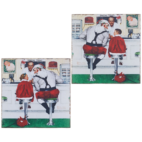 Norman Rockwell's "Santa at Diner" Art Canvas Norman Rockwell's "Santa at Diner" Art Canvas