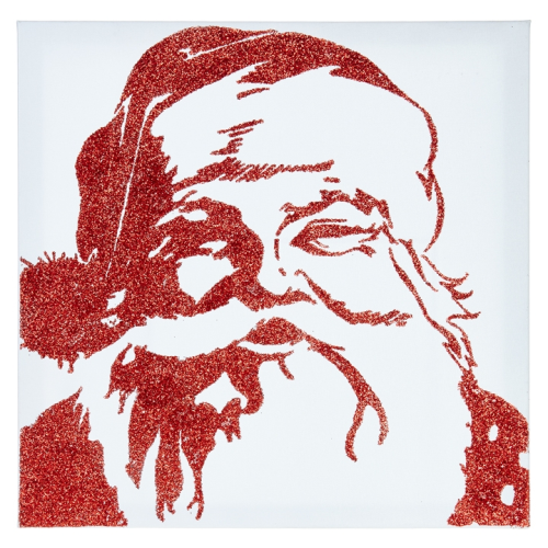 Glitter Retro Santa Wrapped Canvas Wall Art