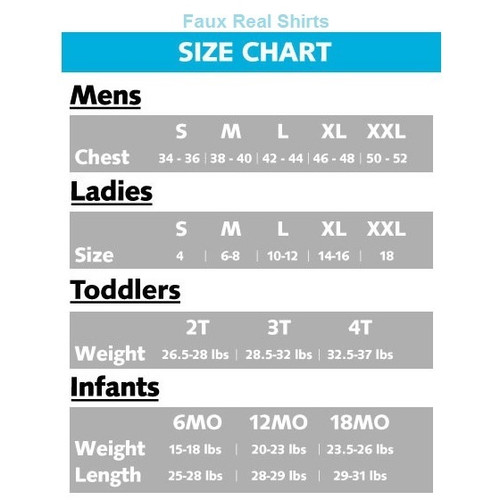 Faux Real Shirt Sizing Chart Faux Real Shirt Sizing Chart