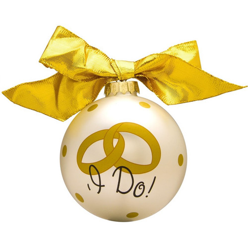 I Do! Personalized Glass Ornament Front View