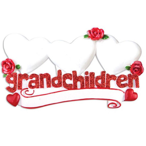 Grandchildren Personalized Ornament with Three Hearts