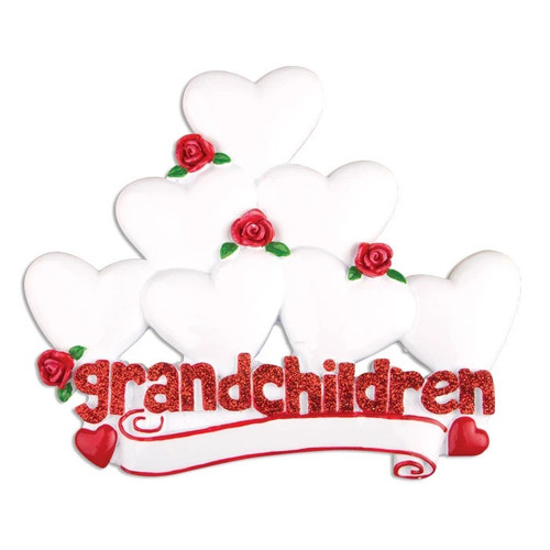 Grandchildren Personalized Ornament with Seven Hearts