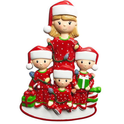 Single Mom Personalized Ornament with 3 Child