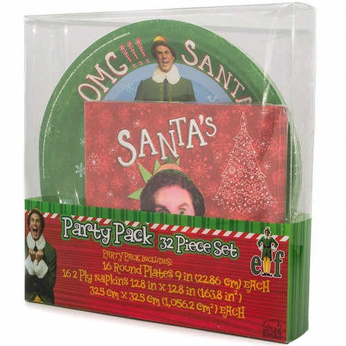 Elf OMG Santa Paper Plate and Napkin Party Pack Packaged View Elf OMG Santa Paper Plate and Napkin Party Pack Packaged View