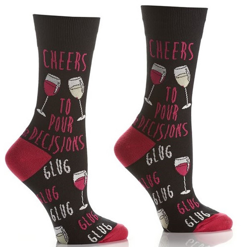 Cheers To Pour Decisions Women's Crew Socks Full Sock View