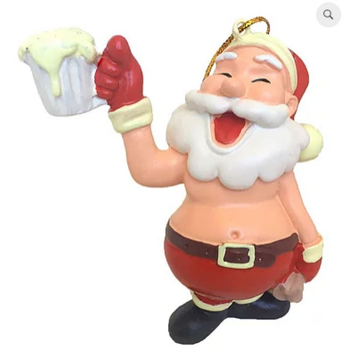 Celebration Santa Beer Time Santa Claus Christmas Ornament, front view
