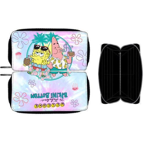 SpongeBob SquarePants Bikini Bottom Junior Zip Around Wallet Front, Back and Open View
