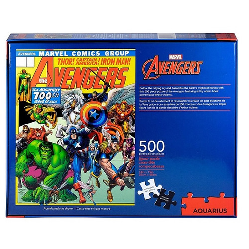 Marvel Avengers Comic Cover 500 Piece Puzzle Box Back View Marvel Avengers Comic Cover 500 Piece Puzzle Box Back View