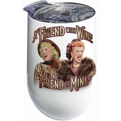 I Love Lucy A Friend With Wine, Is a Friend of Mine Stainless Steel Wine Tumbler 