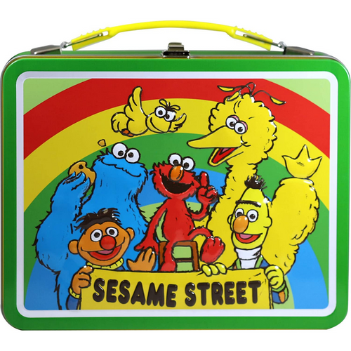 Front - Sesame Street Cast Tin Tote Lunch Box Front - Sesame Street Cast Tin Tote Lunch Box