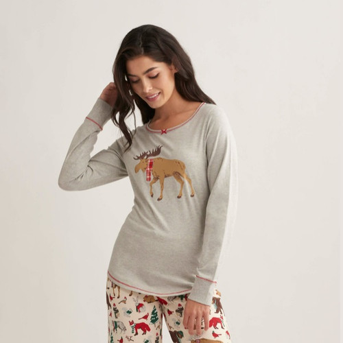 Moose on Buffalo Plaid Kids Onesie Union Suit Pajamas by Hatley 