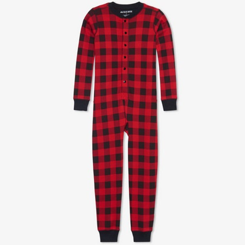 Moose on Buffalo Plaid Baby Onesie Union Suit PJs by Hatley 