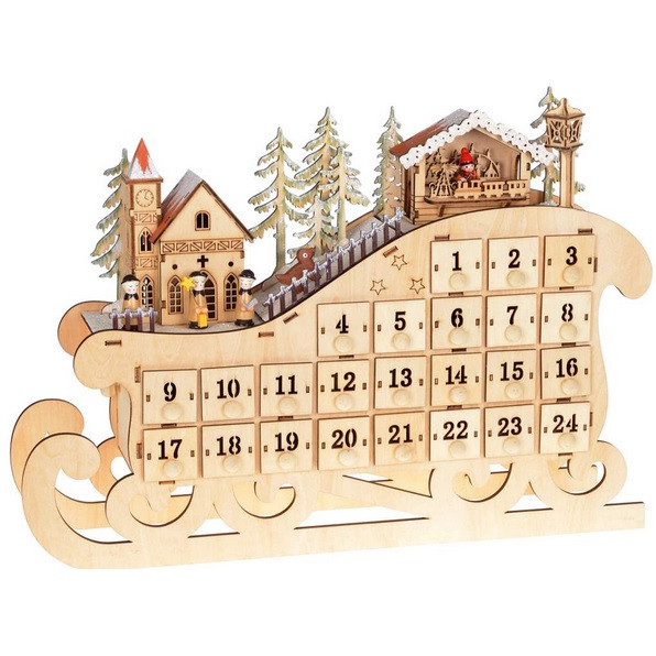 Wooden Advent Calendar with lights and music RetroFestive ca