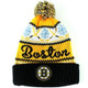 NHL Boston Bruins Cuffed Peak Knit Toque with Pom Pom Front View 