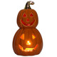 8.75" Flickering LED Ceramic Stacked Pumpkins Lit View