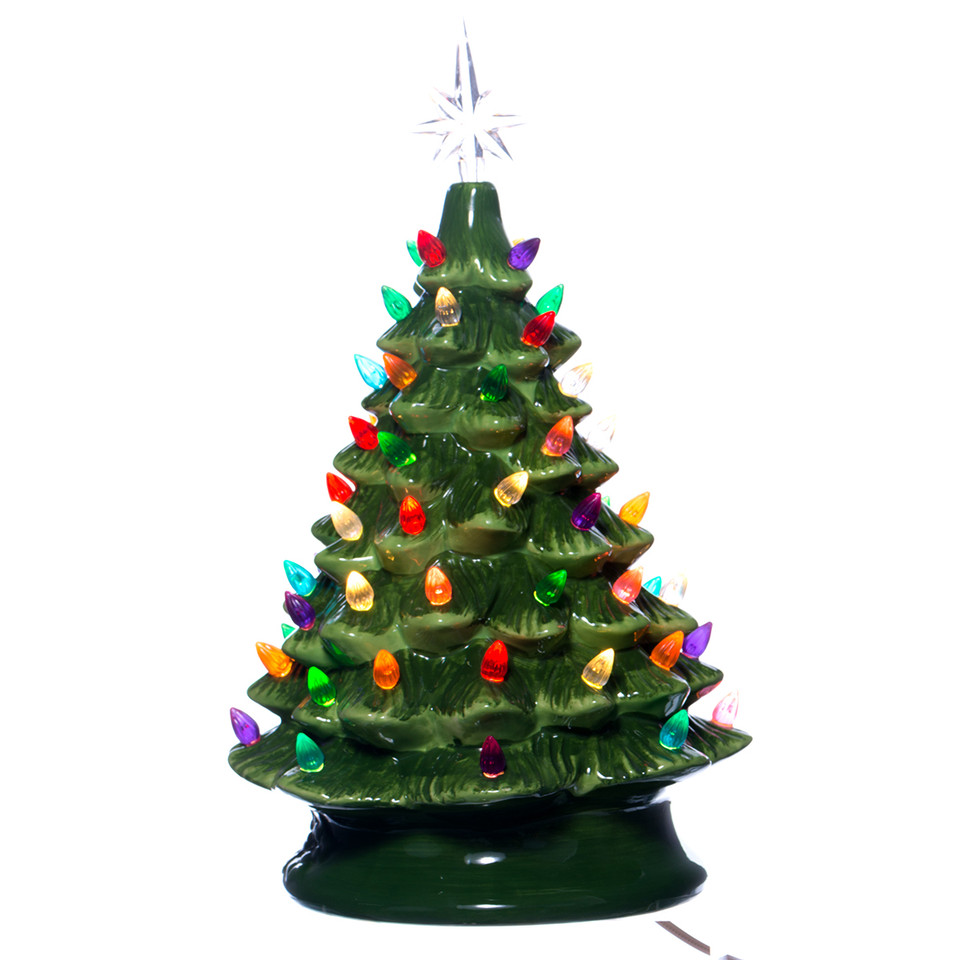 Green Vintage LightUp Ceramic Christmas Tree RetroFestive.ca