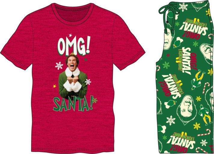Elf Buddy's Christmas Cheer Men's Black Graphic Sleep Shorts-small