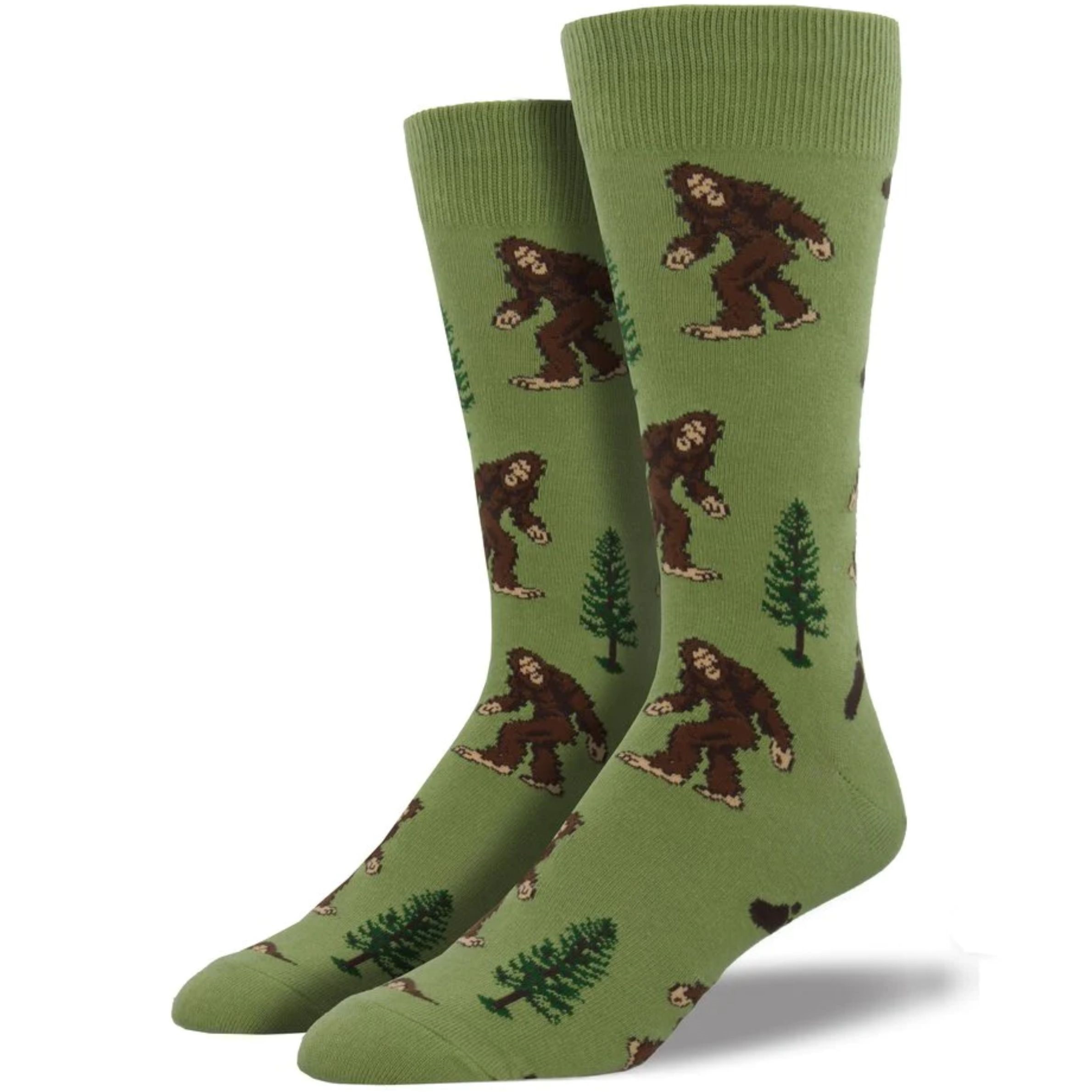 Bigfoot Men's Crew Socks by Socksmith Canada Moss Green RetroFestive.ca