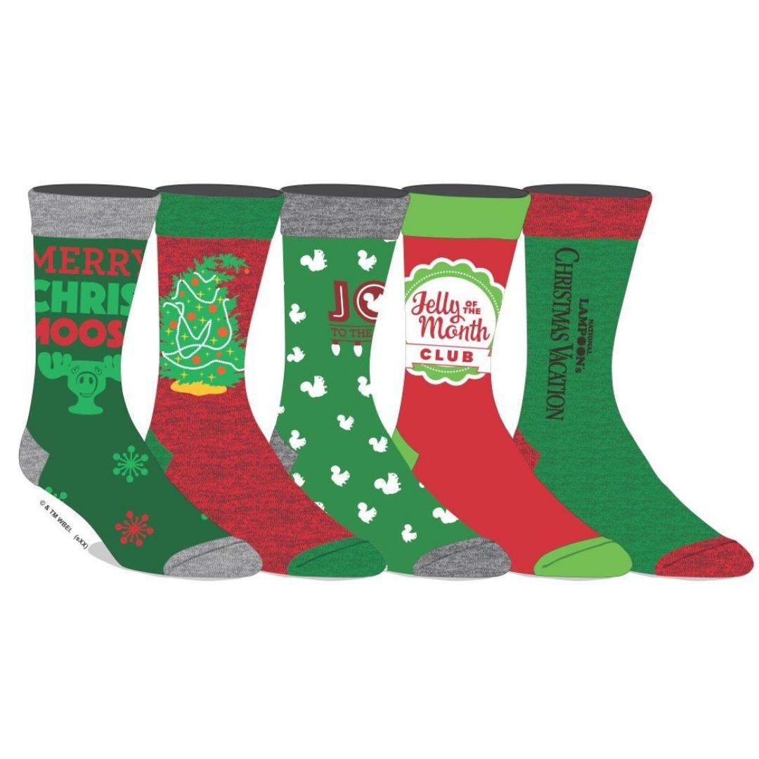 Christmas Vacation 5Pair Pack of Crew Socks by Bioworld RetroFestive.ca