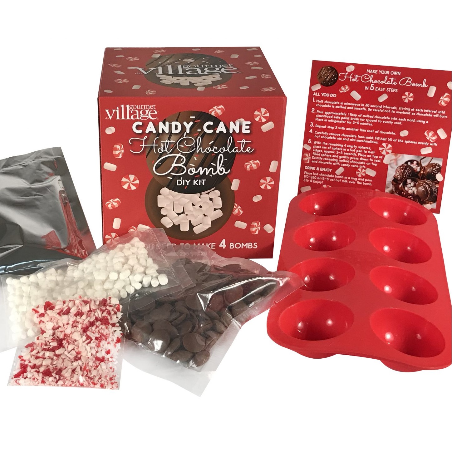 Candy Cane Hot Chocolate Bombs DIY Kit Canada RetroFestive.ca