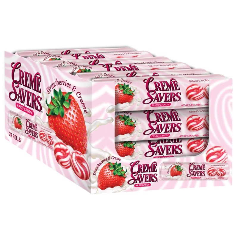 Creme Savers Hard Candy Roll Strawberries & Creme RetroFestive.ca