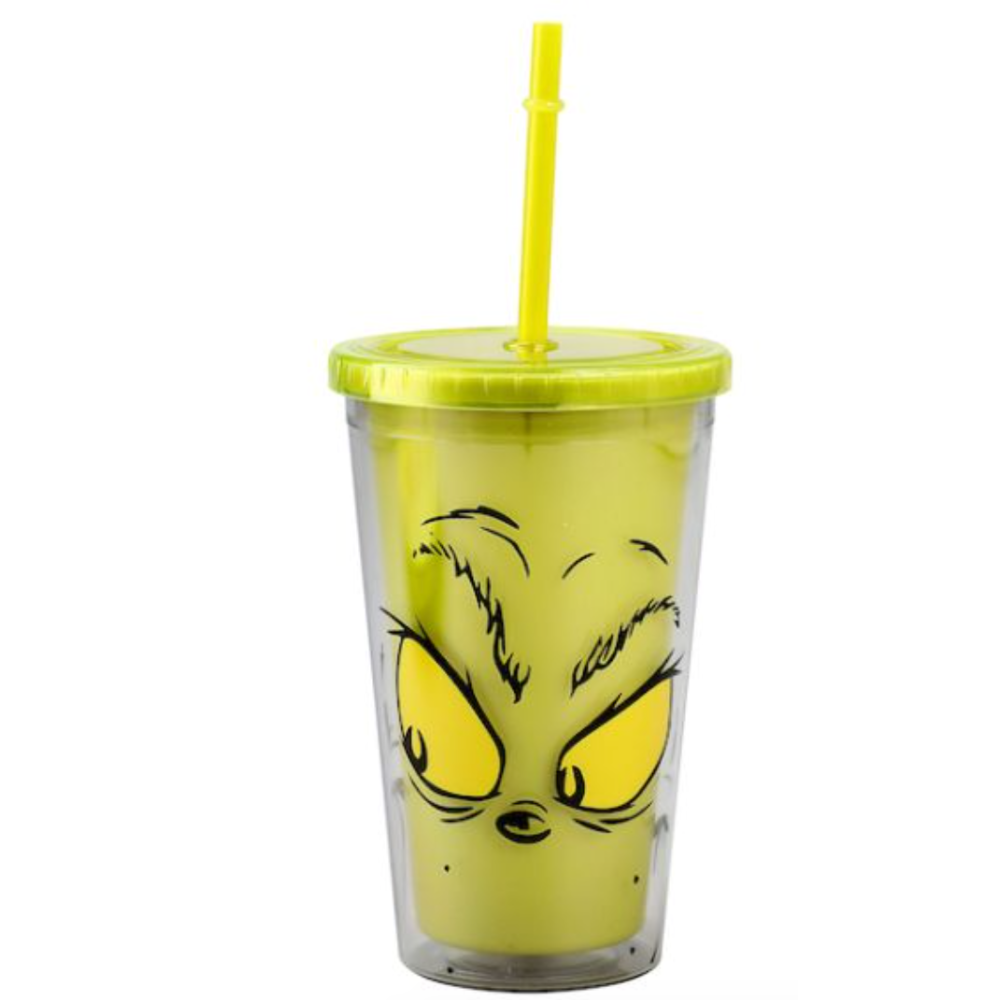 The Grinch Face 16oz Cup with Straw Canada RetroFestive.ca