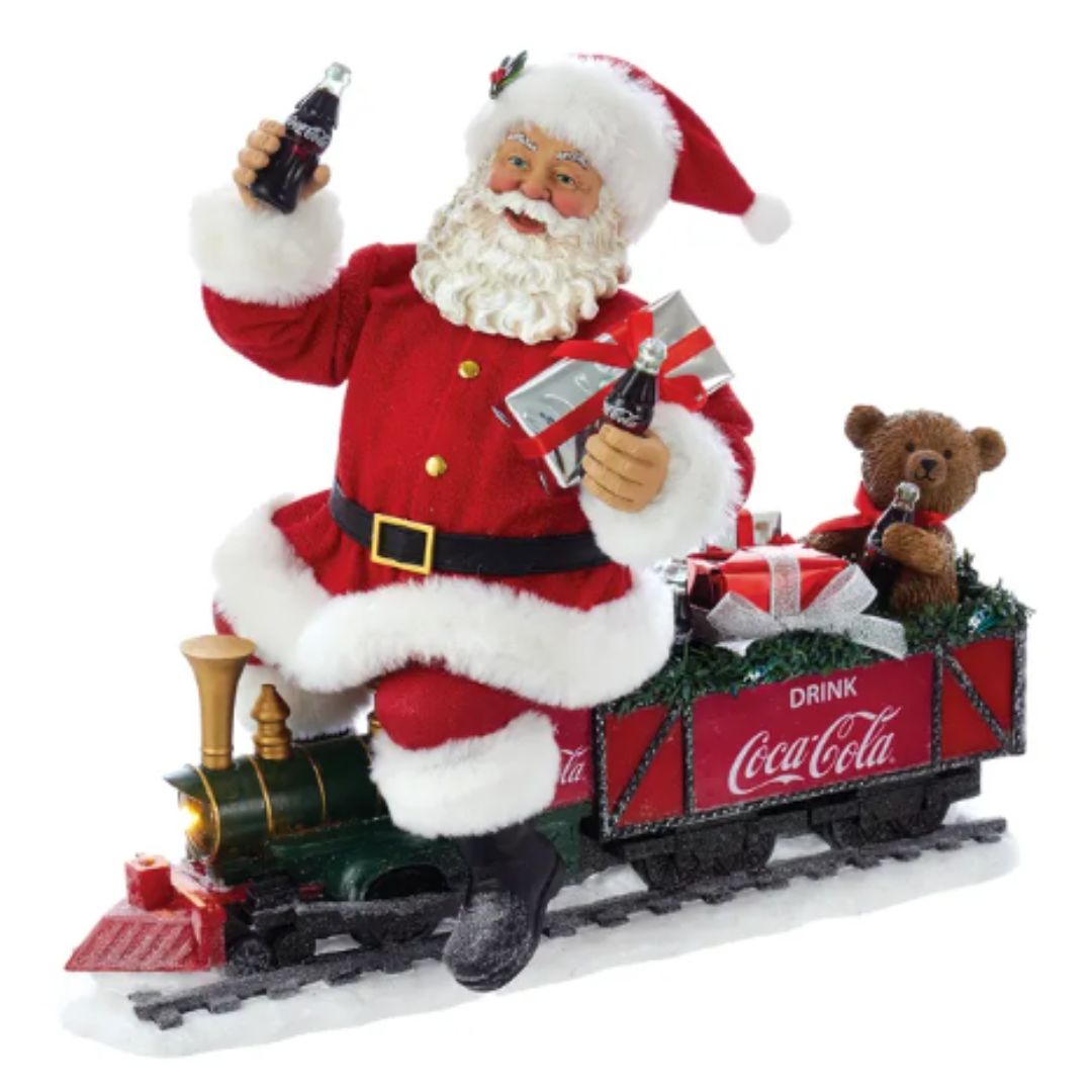  S.ADLER コカコーラ サンタCoca-Cola Santa Coca-Cola Santa on Train with LEDs Fabriché Figure - RetroFestive.ca