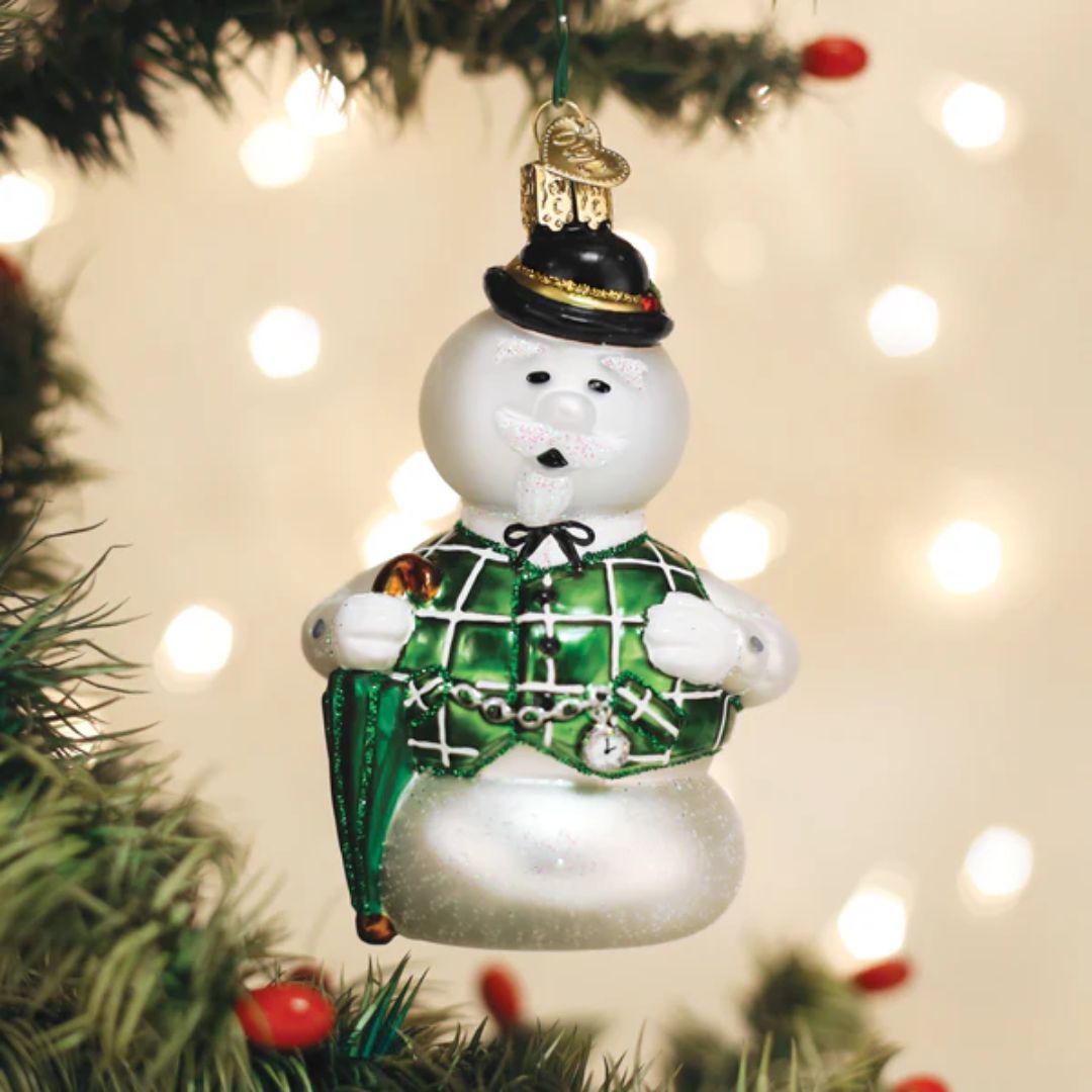 Sam the Snowman Glass Ornament by Old World Christmas - RetroFestive.ca